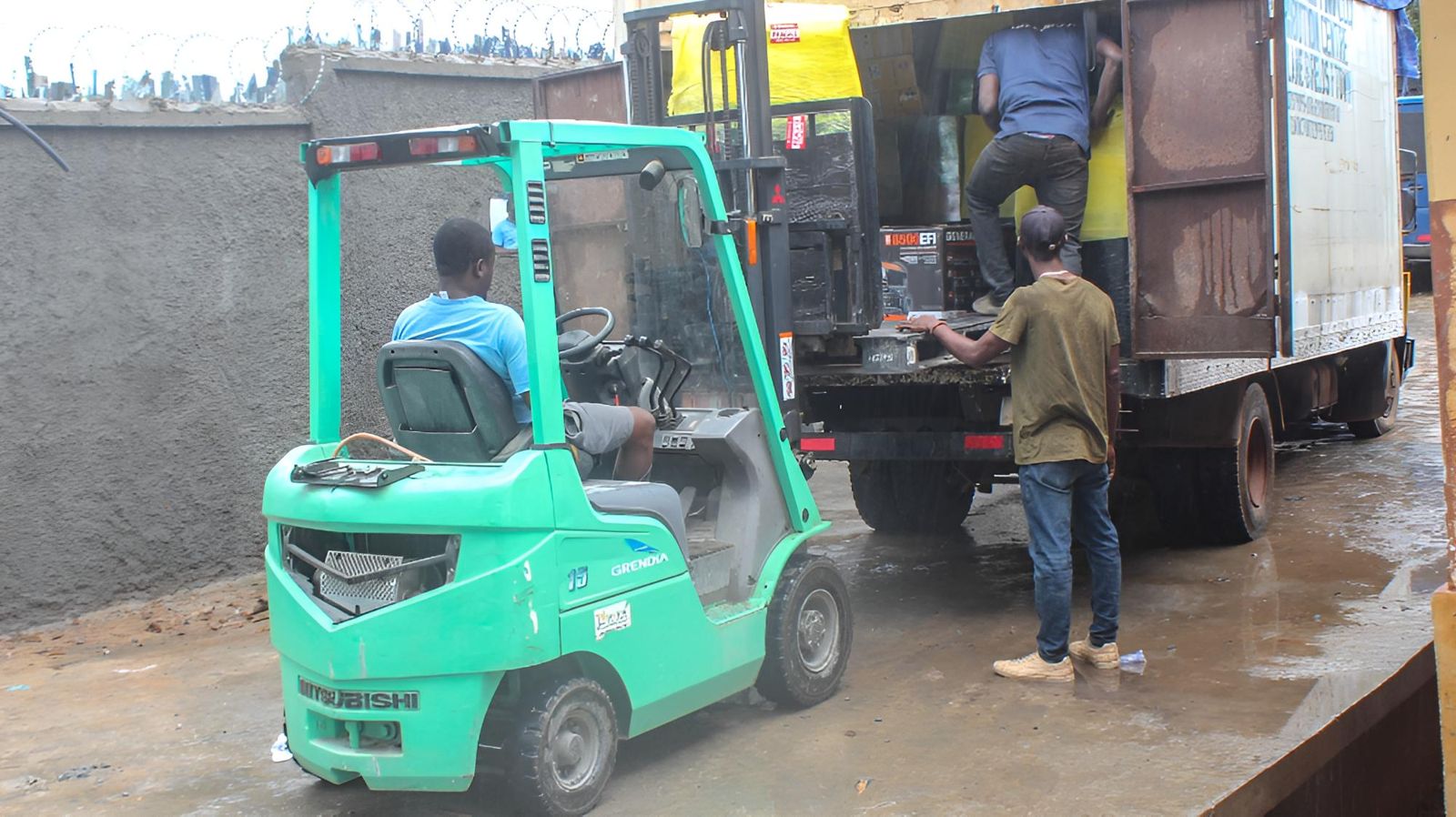 Our team loading the truck for delivery across Freetown