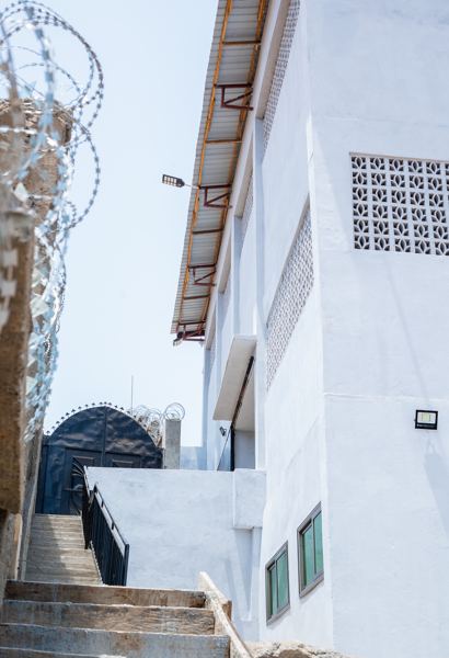 Stairway up to the warehouse entrance